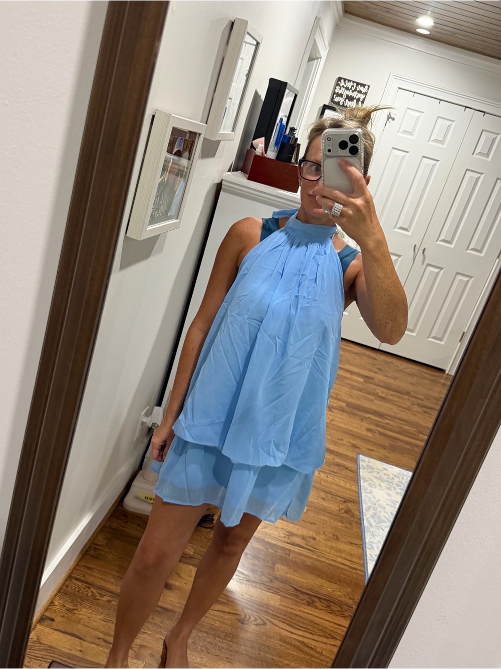 Women’s Light Blue Halter Neck Layered Dress💓 small NWT